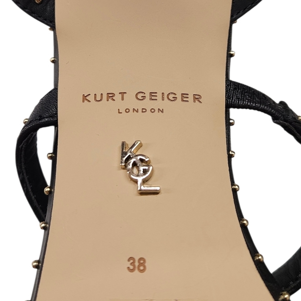 Kurt Geiger London Portia Studded Leather Heels In Black And Gold Size 7.5 / 38 - Picture 11 of 11